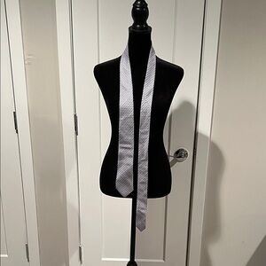 Express Classic Black and White Checked Long Necktie 3 inch